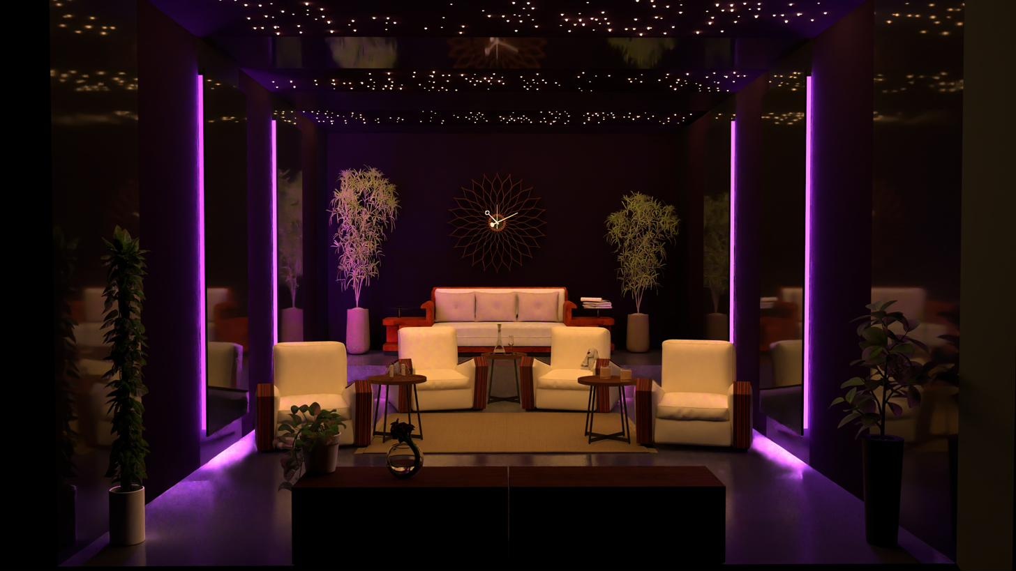 Concept lounge cinéma nuit violette